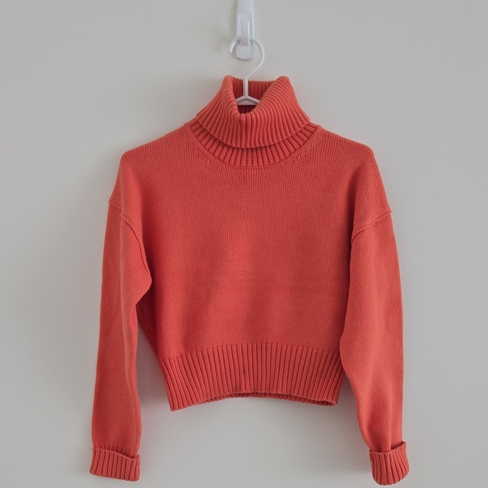 Women's Coral Turtleneck Sweater